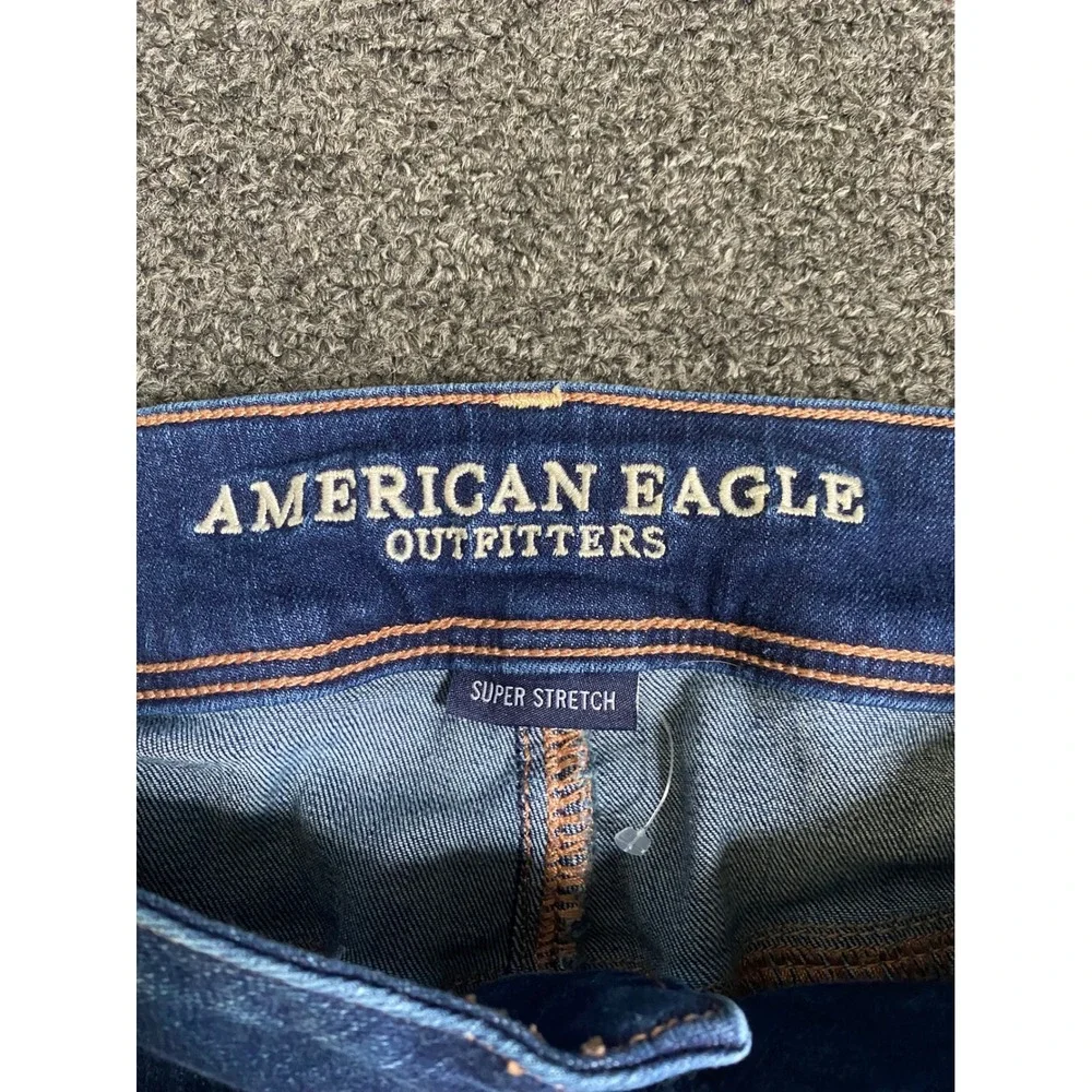 American Eagle Kick Boot‎ Blue Jeans Womens 8 Long Super Stretch Boho Preppy